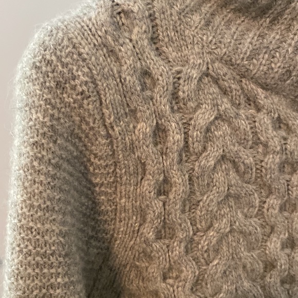 Club Monaco wool and angora blend cropped cowl neck sweater in grey - Picture 4 of 9